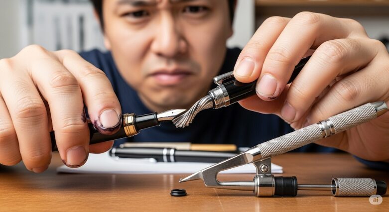 ペリカン万年筆誤った尻軸の外し方は破損を招く